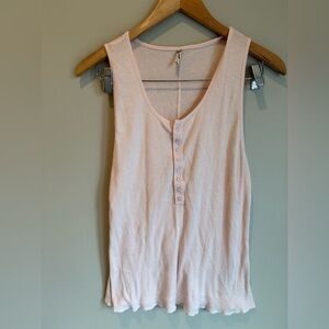 Anthropologie Pale Pink Ribbed Knit Top Size Large